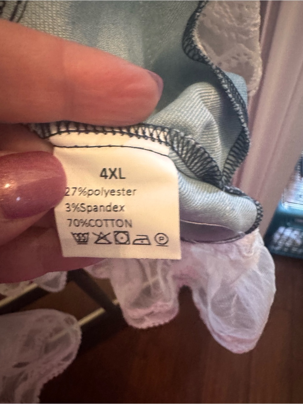 SHEIN Light Blue Denim Jacket with White Lace Trim - Picture 2 of 2